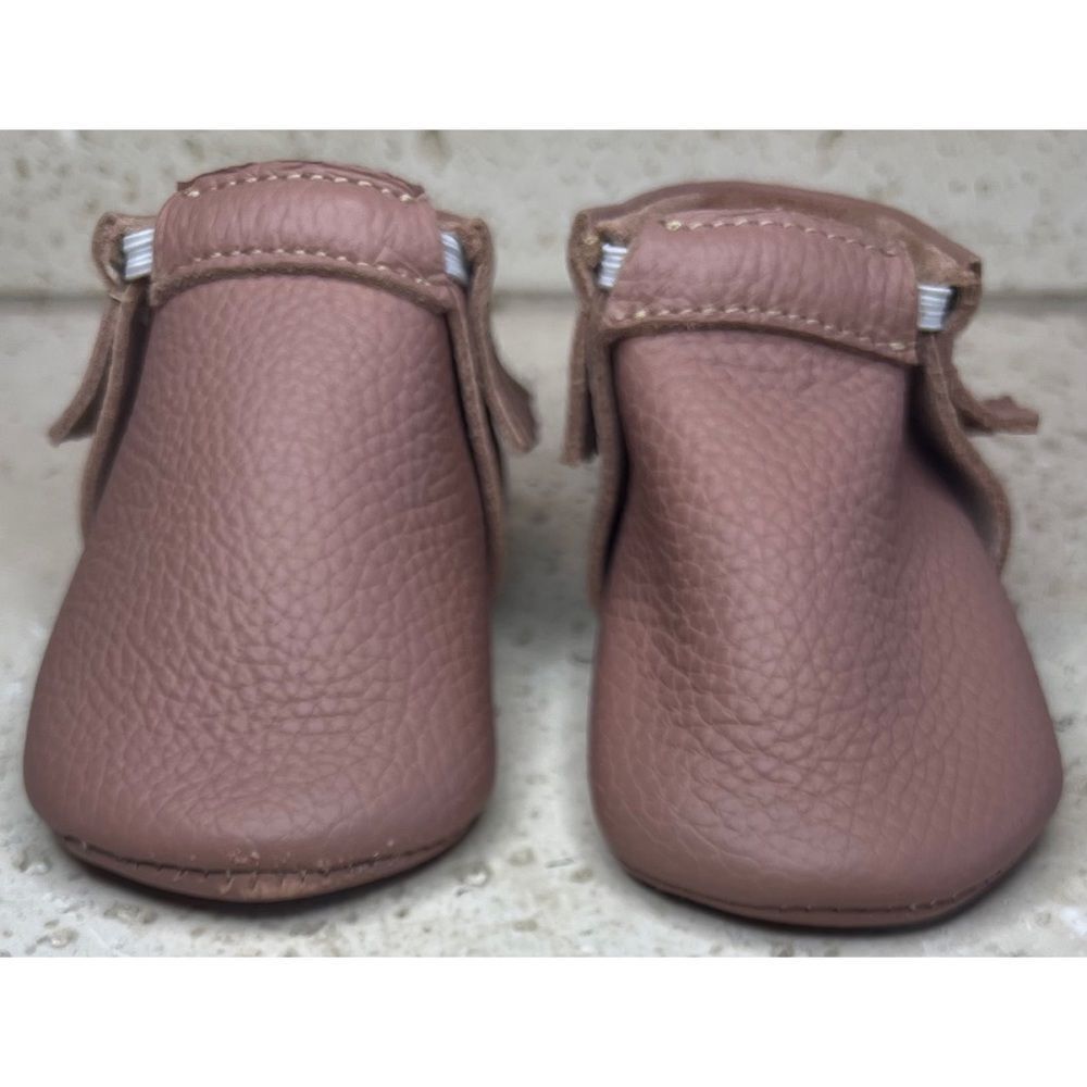 Olive & Annie Handmade Leather Infant Moccasins With Fringe Brown Sz 2 Baby Shoe